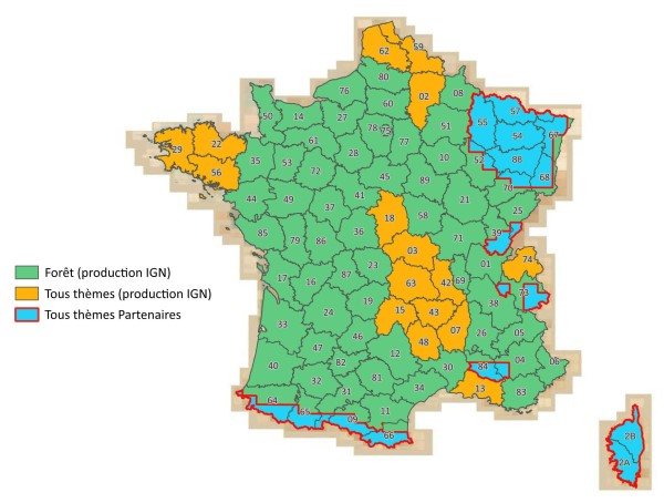 Carte répartition différents types ed données